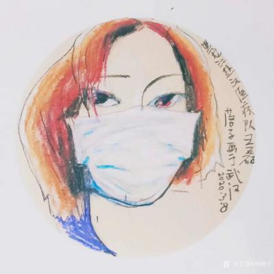 刘晓宁收藏-漫画家落子老师疫情期间为赴武汉医疗队的医护人员画像。
  身在疫区的落子老师，【图1】