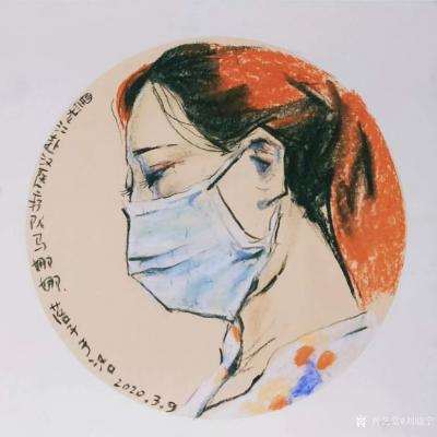 刘晓宁收藏-漫画家落子老师疫情期间为赴武汉医疗队的医护人员画像。
  身在疫区的落子老师，【图5】