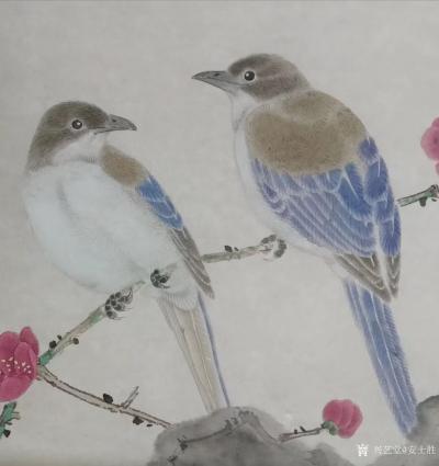 安士胜日记-国画工笔花鸟画新作品欣赏，绿色总是招人喜欢的。
体验不同的材料和技法是保持绘画【图3】