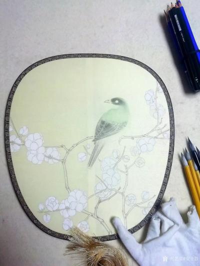 安士胜日记-国画工笔花鸟画新作品欣赏，绿色总是招人喜欢的。
体验不同的材料和技法是保持绘画【图4】