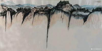 秦发艺日记-写意山水画《山顶》；
  这幅画的难度不是把山画出来，而是用诗书画一体，把主题【图1】