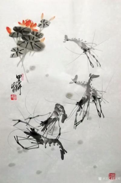 王文明日记-国画虾荷图三幅，练笔作品，两两组合，亲能看出三幅作品中虾荷的差别么？【图2】
