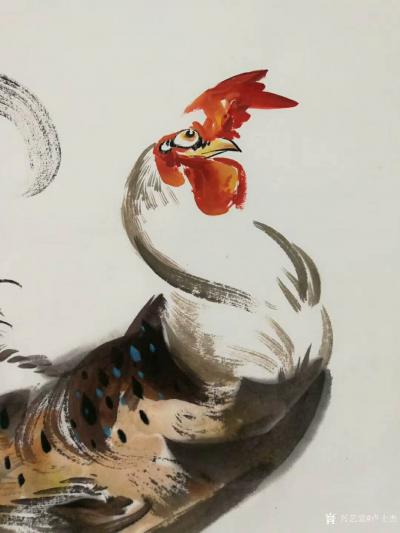 卢士杰日记-国画动物画公鸡，作品名称《天鸡》；
 为同学的儿子“天恩”创作一幅作品“天鸡”【图2】