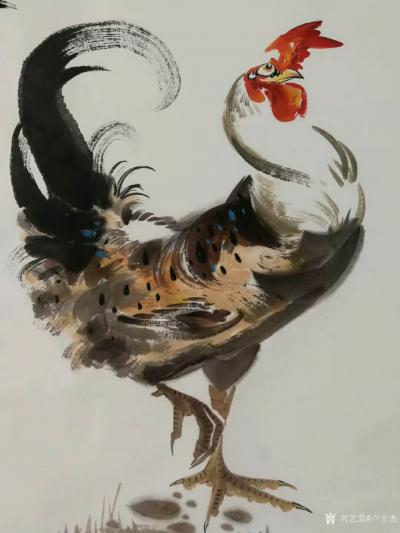卢士杰日记-国画动物画公鸡，作品名称《天鸡》；
 为同学的儿子“天恩”创作一幅作品“天鸡”【图3】