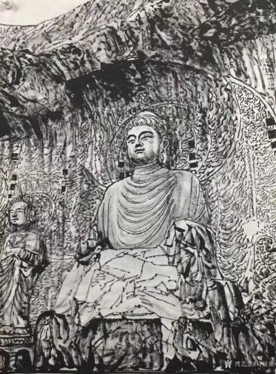 马培童日记-“残缺的灵魂-焦墨画中的残佛”童心写历（17）
   龙门石窟佛造像在佛教界内【图4】