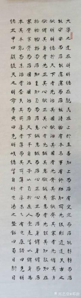 邓澍日记-行书书法作品《大学》，八条屏。因上一幅大学，已被北京某国学馆收藏，今再写一幅供友【图1】