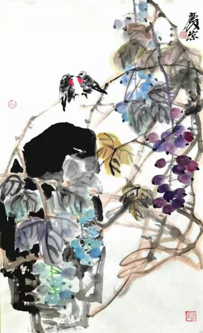 甘庆琼日记-甘庆琼庚子年冬月国画写意花鸟画新作《田园趣》《村头》《远瞻》《荷花》等,请欣赏。【图2】