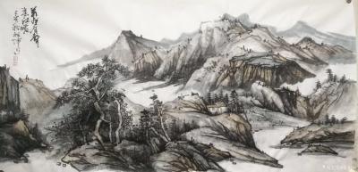 张祖坤日记-张祖坤国画山水画作品欣赏。
中国画墨与色的融合中，其过程令人兴奋，从开始落墨着【图4】