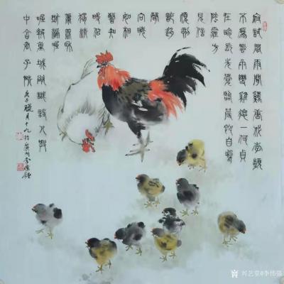 李伟强日记-国画画鸟画《风雨闻鸡》庚子年腊月十九李伟强创作於广州；
鸡，曾与我们息息相关，【图1】