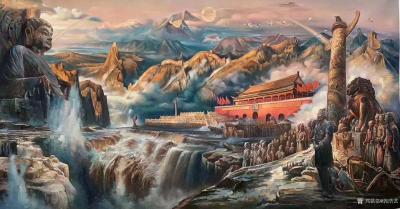 郭浩艺收藏-油画作品《团结一心》，这幅油画作品一丈六，是七六年在北京军区八大处创作的，参加了【图2】
