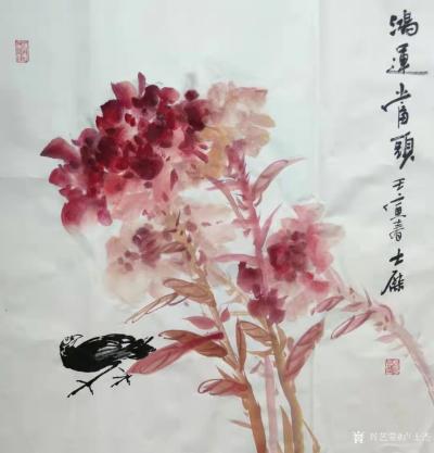 卢士杰收藏-国画花鸟画作品《吉昌顺泰富贵长青》，作品尺寸8尺横幅 248X129CM，
为【图3】