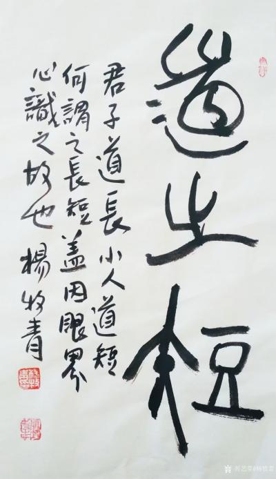 杨牧青日记-名称:古文字书法
规格: 68cmx34cm/2平尺
款识:道之短。君子道长【图1】