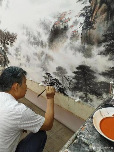 罗树辉日记-国画山水画《云海苍松》，300Cm*126 Cm大画在创作中。【图4】