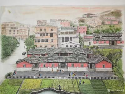 徐景莲日记-这幅《故乡风情图》作品是给一位福建藏家画的。这个村庄已经拆迁建成高速公路了，以后【图3】